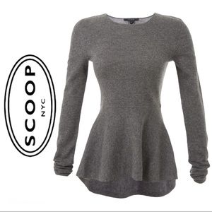 Scoop Gray Cashmere Peplum Sweater Top